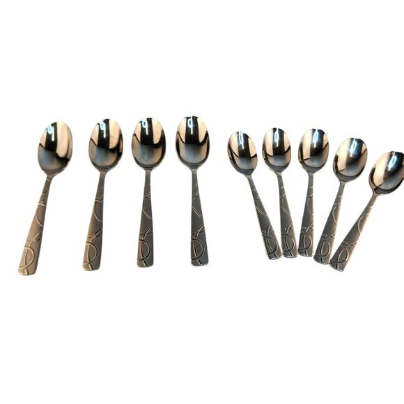 Cambridge Stainless Steel Conquest Pattern Mid-Century Modern Set Of 9 Spoons 2 - Picture 1 of 7
